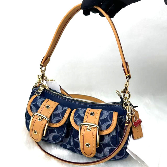 Coach Ashton Shoulder Crossbody Bag in Signature Denim Gold/Denim Natural CY700 - Picture 2 of 13